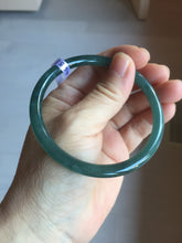 Load image into Gallery viewer, 60mm Certified Type A 100% Natural dark green/blue/gray Guatemala slim round cut Jadeite bangle PD24-3854
