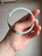 Load image into Gallery viewer, 57mm Certified type A 100% Natural sunyy green ling green purple gray black slim flat round cut Jadeite bangle PH199-3162
