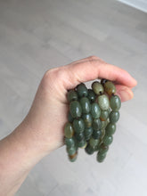 Load image into Gallery viewer, 100% Natural 12x9mm green/yellow olives shape nephriteJade bead bracelet group HE92
