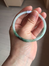 Load image into Gallery viewer, 57mm Certified type A 100% Natural sunyy green ling green purple gray black slim flat round cut Jadeite bangle PH199-3162
