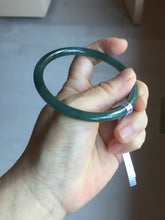 Load image into Gallery viewer, 60mm Certified Type A 100% Natural dark green/blue/gray Guatemala slim round cut Jadeite bangle PD24-3854
