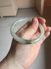 Load image into Gallery viewer, 54mm Certified type A 100% Natural light green dark green floating seaweed round cut Jadeite bangle PC138-6617

