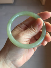 Load image into Gallery viewer, 56.2mm Certified 100% Natural icy watery light green/yellow round cut nephrite jade bangle HN32-3597
