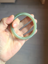 Load image into Gallery viewer, 56.2mm Certified 100% Natural icy watery light green/yellow round cut nephrite jade bangle HN32-3597
