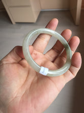 Load image into Gallery viewer, 54mm Certified type A 100% Natural light green dark green floating seaweed round cut Jadeite bangle PC138-6617
