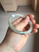 Load image into Gallery viewer, 54mm Certified type A 100% Natural light green dark green floating seaweed round cut Jadeite bangle PC138-6617
