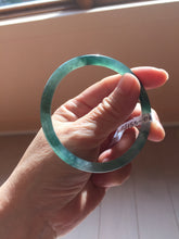 Load image into Gallery viewer, 56.3mm Certified Type A 100% Natural icy watery dark green/blue/gray/black slim Guatemala Jadeite bangle PJ155-0662
