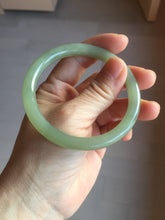 Load image into Gallery viewer, 56.2mm Certified 100% Natural icy watery light green/yellow round cut nephrite jade bangle HN32-3597
