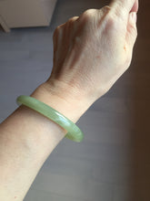 Load image into Gallery viewer, 56.2mm Certified 100% Natural icy watery light green/yellow round cut nephrite jade bangle HN32-3597
