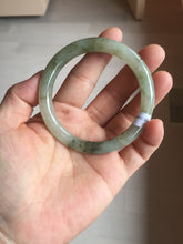 Load image into Gallery viewer, 54.5mm Certified type A 100% Natural light green dark green floating seaweed round cut Jadeite bangle PC137-6611
