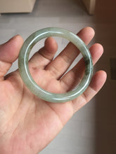 Load image into Gallery viewer, 54.5mm Certified type A 100% Natural light green dark green floating seaweed round cut Jadeite bangle PC137-6611
