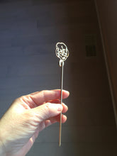 Load image into Gallery viewer, 100% natural Type A sunny green Jadeite Gold tone Alloy Hair Stick with Jade Cabochon | Auspicious Magpie &amp; Plum Blossom Design PE19
