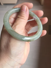 Load image into Gallery viewer, 54.5mm Certified type A 100% Natural light green dark green floating seaweed round cut Jadeite bangle PC137-6611
