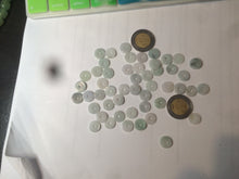 Load image into Gallery viewer, 50 pieces of 100% Natural light green/white Jadeite Jade small safety button beads AS79 (supply)
