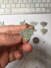 Load image into Gallery viewer, 100% Natural type A icy watery light green Jadeite Jade butterfly pendant PH113-2
