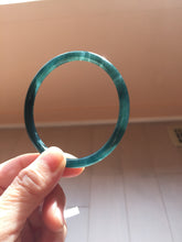 Load image into Gallery viewer, 58.8mm Type A 100% Natural icy black(冰乌鸡) blue gray Guatemala Slim Round Cut Jadeite Bangle PJ153-1373
