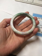 Load image into Gallery viewer, 55.5mm certified 100% natural Type A sunny green purple yellow(FU LU SHOU) white jadeite bangle PD156-6309
