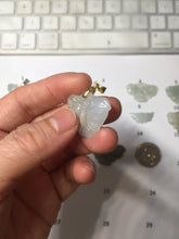 Load image into Gallery viewer, 100% Natural type A icy watery light green purple red (FU LU SHOU) Jadeite Jade butterfly pendant PH113-3
