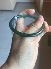 Load image into Gallery viewer, 55mm Certified Type A 100% Natural dark green/blue/gray Guatemala slim round cut Jadeite bangle PD18-4450
