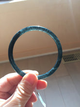 Load image into Gallery viewer, 卖了 58.5mm Type A 100% Natural icy black(冰乌鸡) gray Guatemala Slim Round Cut Jadeite Bangle PJ151-1381
