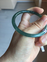 Load image into Gallery viewer, 55mm Certified Type A 100% Natural dark green/blue/gray Guatemala slim round cut Jadeite bangle PD18-4450
