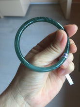 Load image into Gallery viewer, 55mm Certified Type A 100% Natural dark green/blue/gray Guatemala slim round cut Jadeite bangle PD18-4450
