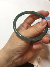 Load image into Gallery viewer, 56.5mm Certified Type A 100% Natural icy watery green/blue/black/gray slim round cut Guatemala Jadeite bangle PC67-7027
