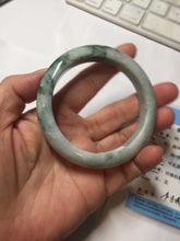 Load image into Gallery viewer, 53mm certified 100% natural Type A green white with green floating flowers jadeite bangle PD158-6291
