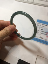 Load image into Gallery viewer, 56.5mm Certified Type A 100% Natural icy watery green/blue/black/gray slim round cut Guatemala Jadeite bangle PC67-7027
