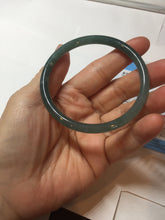 Load image into Gallery viewer, 56.5mm Certified Type A 100% Natural icy watery green/blue/black/gray slim round cut Guatemala Jadeite bangle PC67-7027
