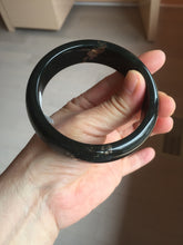Load image into Gallery viewer, 60mm 100% Natural dark green/black meteorite Stellar Night sky broad style nephrite Jade bangle HF108-0063
