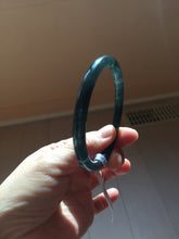 Load image into Gallery viewer, 57mm Type A 100% Natural icy black(冰乌鸡) blue gray Guatemala Slim Round Cut Jadeite Bangle PJ149-1379
