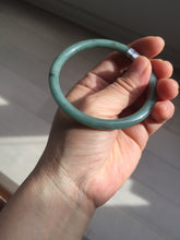 Load image into Gallery viewer, 59mm Certified Type A 100% Natural light green/blue/brown slim round cut Guatemala Jadeite bangle AA56-5836
