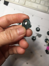Load image into Gallery viewer, 100% natural Type A dark green blue gray Guatemala jadeite safety Guardian ring pendant PD12
