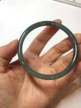 Load image into Gallery viewer, 56.5mm Certified Type A 100% Natural icy watery green/blue/black/gray slim round cut Guatemala Jadeite bangle PC67-7027
