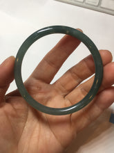 Load image into Gallery viewer, 56.5mm Certified Type A 100% Natural icy watery green/blue/black/gray slim round cut Guatemala Jadeite bangle PC67-7027
