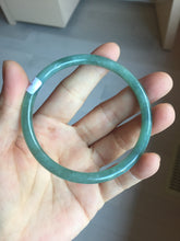 Load image into Gallery viewer, 60mm Certified Type A 100% Natural light green/blue with flying snow Guatemala slim round cut Jadeite bangle PD70-8146
