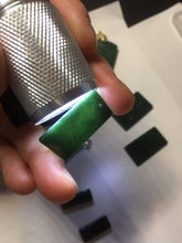 Load image into Gallery viewer, 100% Natural type A Shadow Leaf dark green Jadeite Jade safe and sound pendant group BL57
