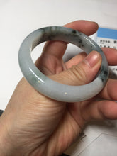 Load image into Gallery viewer, 53mm Certified Type A 100% Natural green white with green floating flowers Jadeite Jade bangle AM97-2725
