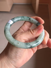 Load image into Gallery viewer, 58mm Certified Type A 100% Natural light green with flying dark green flowers round cut Jadeite bangle PE21-5864
