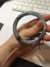 Load image into Gallery viewer, 55mm certified 100% natural Type A sunny green white carved and golden-painted jadeite jade bangle PF79-(3441)

