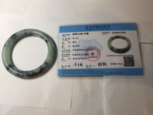 Load image into Gallery viewer, 58.3mm Certified Type A 100% Natural light green with flying dark green flowers chubby round cut Jadeite bangle PE20-5954
