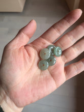 Load image into Gallery viewer, 14-15mm Type A 100% Natural icy watery dark green black gray(淡油青) Jadeite Safety Guardian Button donuts pendant PF20 Add on item.
