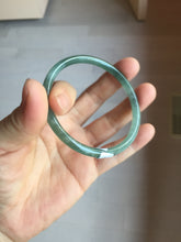 Load image into Gallery viewer, 56.5mm Certified Type A 100% Natural icy watery spring-water green/blue/gray Guatemala slim round cut Jadeite bangle PA105-5541
