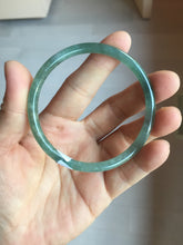 Load image into Gallery viewer, 56.5mm Certified Type A 100% Natural icy watery spring-water green/blue/gray Guatemala slim round cut Jadeite bangle PA105-5541

