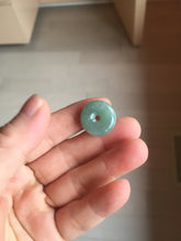 Load image into Gallery viewer, 18mm Type A 100% Natural light green blue Jadeite Safety Guardian Button donuts pendant PF23
