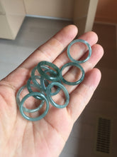 Load image into Gallery viewer, 18.8mm size 8 3/4 100% natural type A icy watery green/blue Guatemala jadeite jade band ring group PE27
