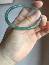 Load image into Gallery viewer, 56.5mm Certified Type A 100% Natural icy watery spring-water green/blue/gray Guatemala slim round cut Jadeite bangle PA105-5541

