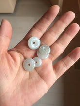 Load image into Gallery viewer, 13.4-16.6mm Type A 100% Natural icy watery light green white gray Jadeite Safety Guardian Button donuts pendant PF21 Add on item
