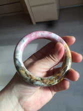Load image into Gallery viewer, 55.8mm 100% natural pink/black/brown/yellow chubby round cut rose stone (Rhodonite) bangle SY48

